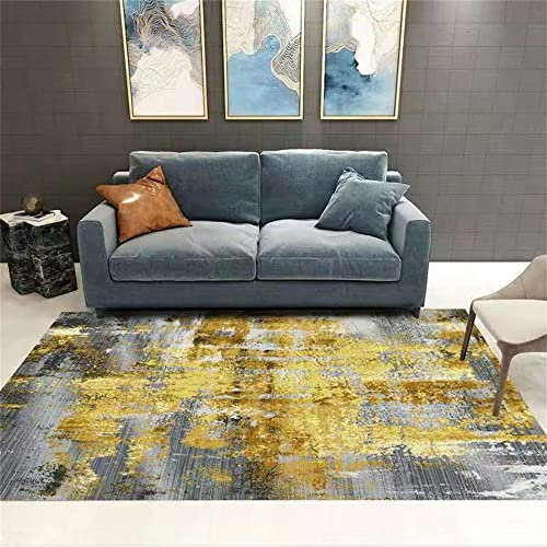 Kunsen Schlafzimmer Teppich Moderne einfache Wohngeometrie gelb Flickenteppich kinderzimmer teppich160X230CM