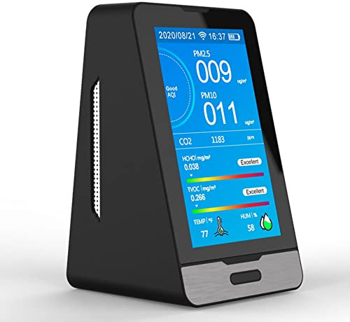 Augnongly Tuya WiFi Gas Detector LED Display Air Quality Monitor PM2.5 PM1.0 PM10 HCHO TVOC CO2 Temperature Humidity Meter