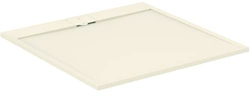 Ideal Standard - Ultra Flat S i.life, Piatto doccia quadrato 120x120 in resina, Piletta di scarico nascosta, Finitura opaca effetto pietra, Sabbia