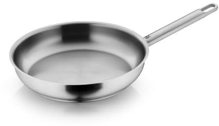 WMF Ultimate Servier-/ Bratpfanne 28 cm Edelstahlpfanne unbeschichtet, flach, ebener Boden, Induktion, Cromargan Edelstahl poliert, backofenfest, spülmaschinengeeignet