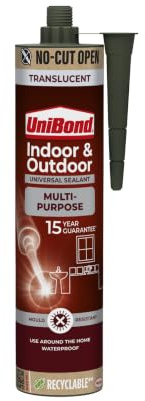 UniBond Multipurpose Transparent Silicone Sealant, Clear, 1 x 280 ml | Mould-Resistant Formula, Waterproof Caulk for Bathroom & Window, Cartridge Application