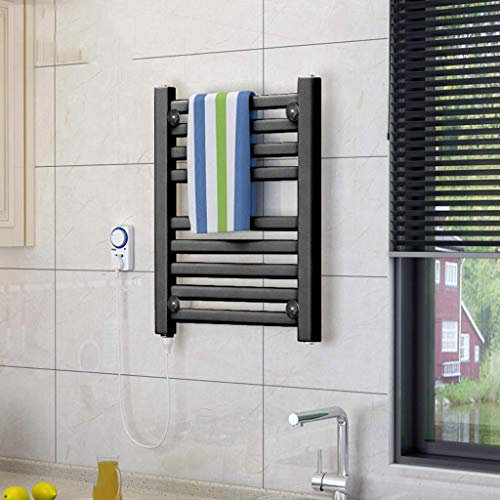 KLZUOPT Toallero Calefactable Toallero Calefactor Eléctrico - Hogar radiador baño 40x50cm baño Cocina de Pared 200w toallero (Negro)