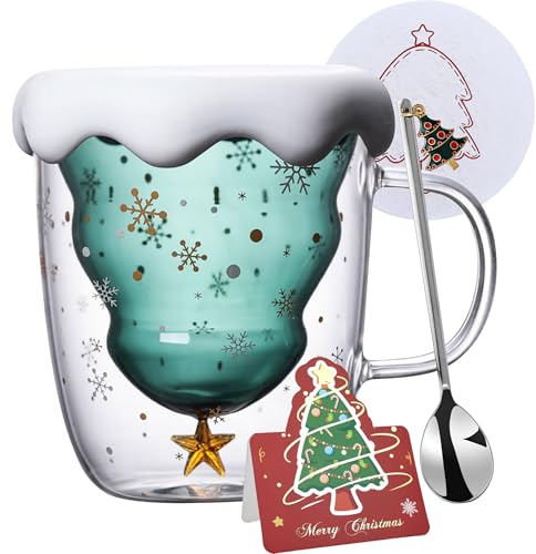 Arawat Tasse De Noël Verres à Double Paroi Noël Tasse Personnalisée Aesthetic Ami Tasses De Noël Verres à Thé Verres à Boire Ami Cadeaux De Noël Amusants Pour Les Femmes Filles Hommes