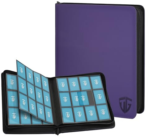 TCGUARD 12 Fächer Sammelkarten Album Reißverschluss Binder für 720 Karten | Karten Sammelalbum Ordner | Sichere seitliche Ladetaschen | Kompatibel mit YuGiOh, MTG, Sportkarten (Violett)