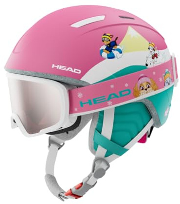 HEAD Maja PAW Set Ski- und Snowboardhelm inkl. Brille, Paw Patrol Design, Rosa/Türkis