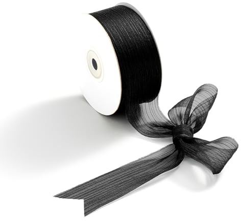 CHUQING Geschenkband Chiffon Schleifenband für Hochzeit Geschenke und Deko Schwarz