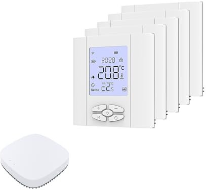 Qiumi Zigbee Thermostat für individuelle Gas/Wasserboiler Heizung funktioniert mit Alexa Google Home Dry Contact Batteriebetrieben