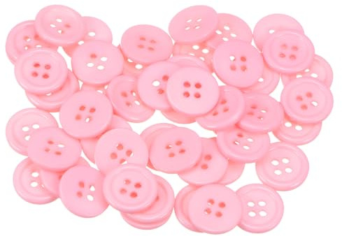 QUARKZMAN 50 Stück Knöpfe 18 mm Nähknöpfe Rosa Harz Kunststoffknöpfe Flach 4 Loch Runde Bastelknöpfe zum Nähen Bekleidung Hosen Anzüge Jacke Hemden Mantel Blazer Stricken Kardigans