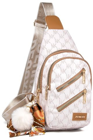 Long Keeper Sling Bag Brusttasche für Damen PU Leder Sling Rucksack Damen Crossbody Umhängetasche Wasserdicht Reise Outdoor Schultertasche Klein Rucksack