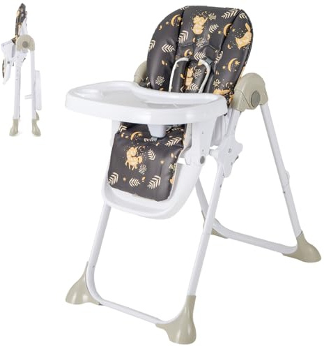 Maxmass Baby Highchair, Folding Infant Feeding Chair with 5-Point Safety Belt, Double Removable Tray and 2 Wheels, Height Adjustable Toddler High Chair for 6-36 Months (Purple)