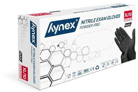 Hynex Guanti in nitrile taglia XL nero 100/scatola 3,5 grammi senza polvere