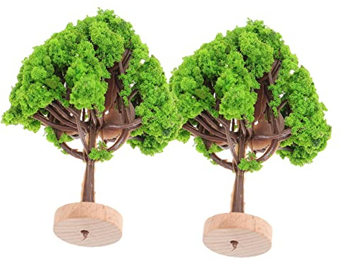 Hoement Miniatur-Landschaftsbäume 2 Stück Realistische Simulierte Bäume Für Modellbau Sandtisch Tischdekoration Weihnachtsdeko Zubehör 2.76X1.97X1.97In