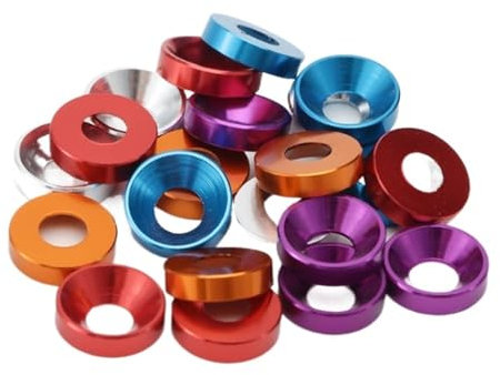 Senkscheibe, Stahl-Unterlegscheibe, 10–5 Stück M2 M2,5 M3 M4 M5 Aluminium-Unterlegscheibe Senkkopfschraube Unterlegscheiben Dichtung Konkave konische dekorative Flachkopfschraube (Farbe: Pfirsich, Grö