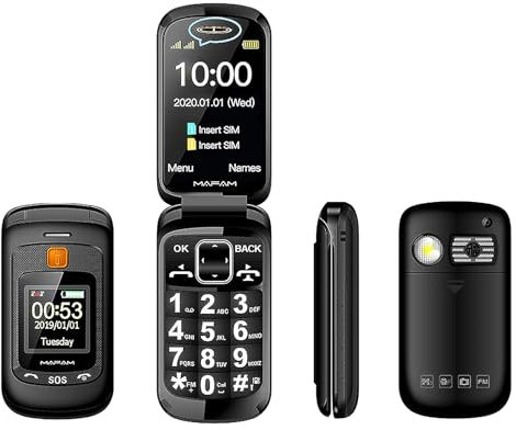 Basic Cell Phone for The Elderly, Unlocked 2G Mobile Phone with Big Buttons, Backup Dumb Phone with GSM Standard, Supports Dual SIM + SD Card,No Internet,Black