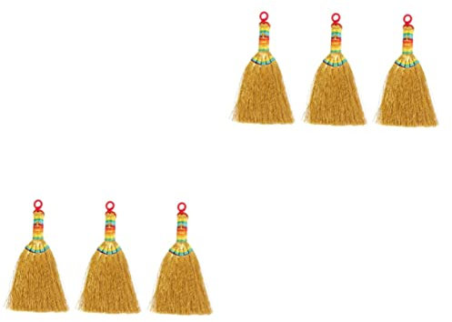 ABOOFAN 6 Stück Besenanhänger Zauberer Besenstiel Besenform Schlüsselanhänger DIY Kleiner Schlüssel Quaste Ornamente Mini Handbesen Schmuck Charms