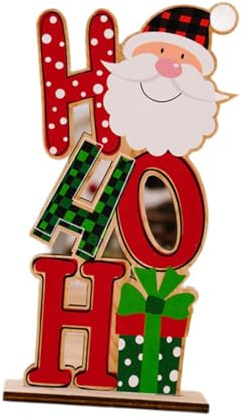 rockible Ornement de Table en Bois avec Lettres de Noël, Artisanat, Figurine légère, décoration de Noël pour entrée, Ferme, intérieur, Le Père Noël