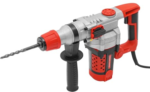 Marteau perforateur 2200 W, fonctions 3 en 1, avec accessoires, burin et mallette de transport, 930 tr/min, marteau de démolition, poignée anti-vibration