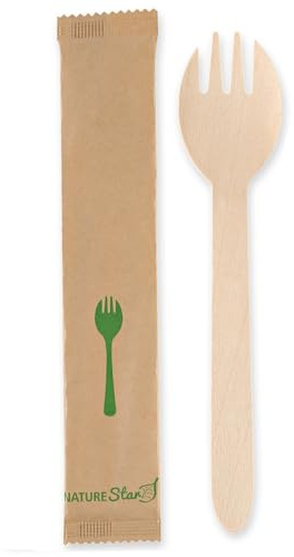 500 Stück NATUREStar Göffel | Holz FSC® 100%, wachsbeschichtet, natur, L: 15,8 cm, Karton, Einwegbesteck
