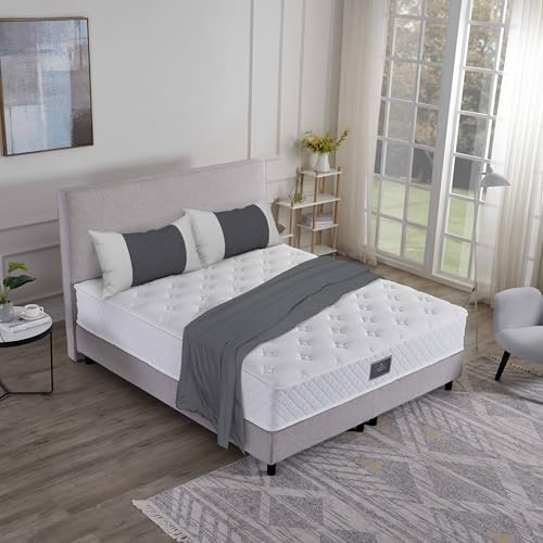 V6 Boxspringbett 208 Bestes Preis-Leistungs-Verhältnis (Grau, 200 x 200) - ohne Matratze.