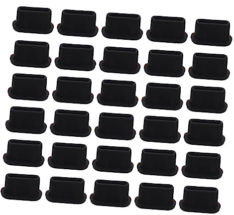 Hemobllo 30pcs Silicone USB Type-c Port Covers, Dustproof Charger Port Stoppers for Laptops and Phones, Black Anti-dust Plugs Set Suitable for Usb3.1 Charging Interfaces