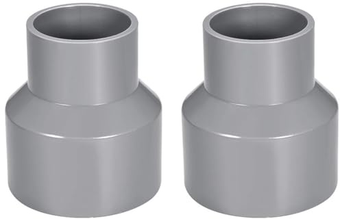 TOP-VIGOR 2Pcs PVC DWV Reducing Coupling, 50mm x 75mm Socket Pipe Fitting Adapter Connector, Duct Reducer Pipe Fitting for Water Supplies Build, Gray