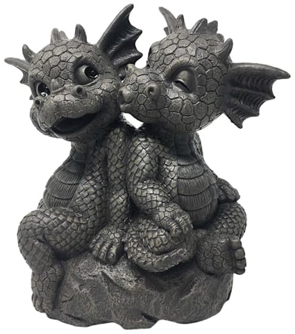 MystiCalls Gartendrachenpaar sitzt auf Fels - Love, Garten, Drache, Figur