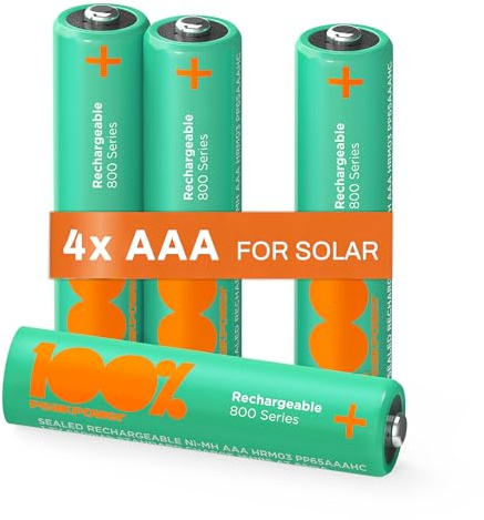 PeakPower Solar Akku AAA NiMH | 4 Stück AAA Akku für Solarlampen | Wiederaufladbare Batterien AAA 650mAh 1,2V, ideal für Solarleuchten, Solarbrunnen etc.