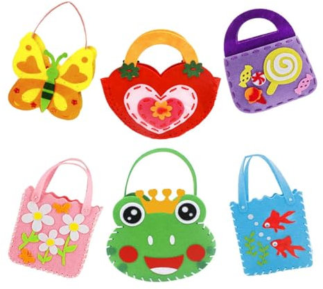 Habarri Nähset für Kinder – Kreatives DIY Filz Bastelset für Spiel, Spaß und Entwicklung, Filz Bastelset Kinder, Kreativset für Geschenk Mädchen/Junge 5 Jahre - Coloured bags - 6 Elemente