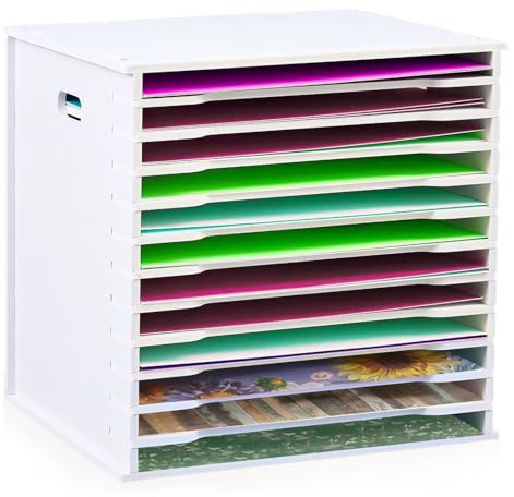 Yrangee Papier Organizer 12-Ebenen,Scrapbook-Papierorganizer 30.5x30.5cm | Aktenordner-Aufbewahrungsmappe Schreibtisch-Scrapbooking-Papierrack,Geeignet für Heimbüro, Scrapbooking-Aufbewahrung