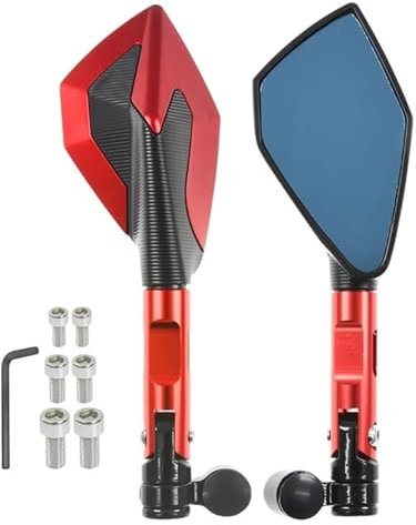 Motorrad Lenkerendenspiegel Für Kawa&saki Für Ninja 250 400 650 Für Vulcan S 650cc ER-6F ER-6n ZX-6R ZX-10R H2 Motorrad Seite Spiegel Rückspiegel(rot)