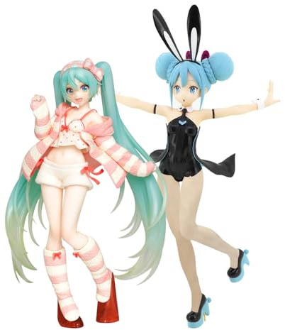 Jilijia Lot de 2 figurines Miku, lapin, statue, PVC, mangé, modèle d'ornement, figurine d'action, sculpture, objets de collection, cadeaux pour les fans d'anime