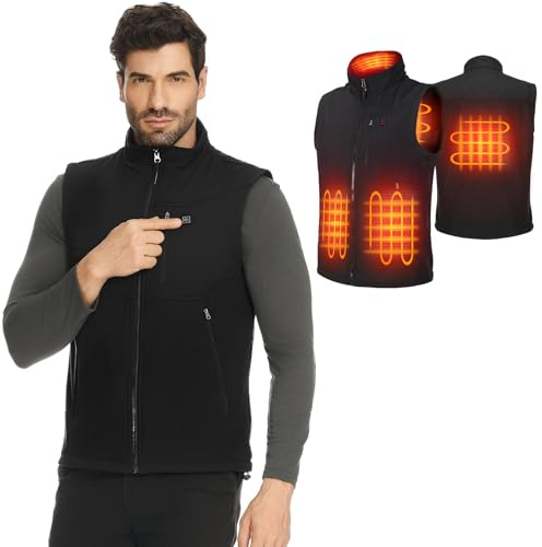 KEMIMOTO Heated Gilet for Men, Windproof Heated Vest by APP Temperature Control, Electric Heating Jacket with 10000mAh Battery for Skiing Hiking Hunting