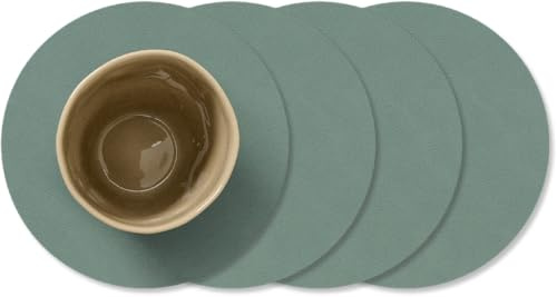 LIND DNA Untersetzer Nupo - Leder - Pastellgrün - ø 10 cm - 4 Stück