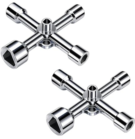 Hawpasy 2 PCS Llaves triangulares de 4 Vías con 5 Tamaños (5mm/8mm/9mm/10mm/13mm), Juego de Llaves Triangulares para Gabinetes Eléctricos, Llave Contador Agua, Ascensores, Herramienta Multifuncional