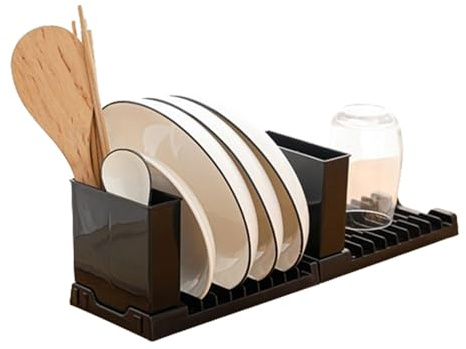 Plegable estante de secado de placas: soporte de soporte de placa compacto, organizador de cocina que ahorra espacio | Estante de desagüe de vajilla multifuncional, comedor de encimera de alma