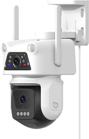 Beans View 2K+2K (3MP+3MP) Telecamera di Sorveglianza Esterno a Doppio Obiettivo, Wi-Fi 2,4 GHz, Sicurezza a 360°, Tracciamento Auto, Rilevamento di Persone, Visione Notturna a Colori (D320)