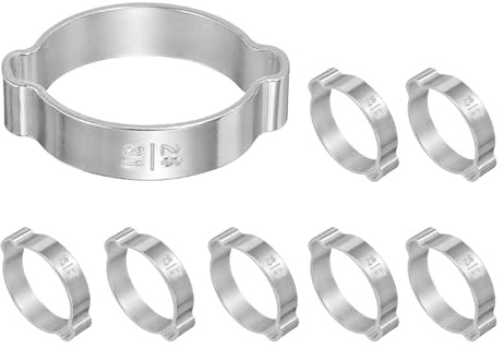 PATIKIL 8 Pcs Double Ear Hose Clamp, 28-31mm 304 Stainless Steel O Clip Crimp Rings, Pipe Clamps for Fuel Petrol Pipe Tube Fitting Connections