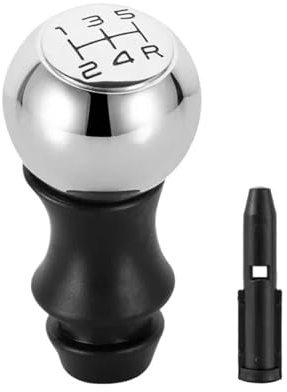 Klauer Pomo Palanca Cambios Manual Acero Inoxidable VTS Sports Lever HandBall Mate Para Peugeot 106 206 306 406 107 207 307 308407 5 Velocidades(Chrome black font)