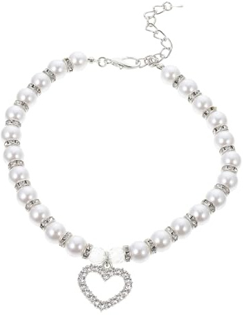 CLISPEED Dog Collar White Pearl Necklace l Size Puppy Collar for Small Dogs Accessory