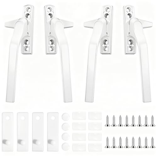 4 Pcs Aluminium Window Handle Replacement White UPVC Window Handle Double Glazing Window Handles for Home Office Windows & Sliding Doors