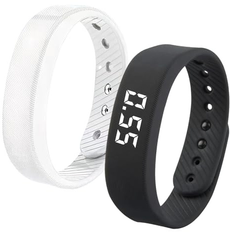 AOUZOVLI Schwarz Vibrationswecker Armband, Wecker Armband, Vibrationsarmband Wecker, Erinnerung Wasser Zu Trinken und Medikamente Einzunehmen, Inklusive Uhrenarmband und Verpackungsbox