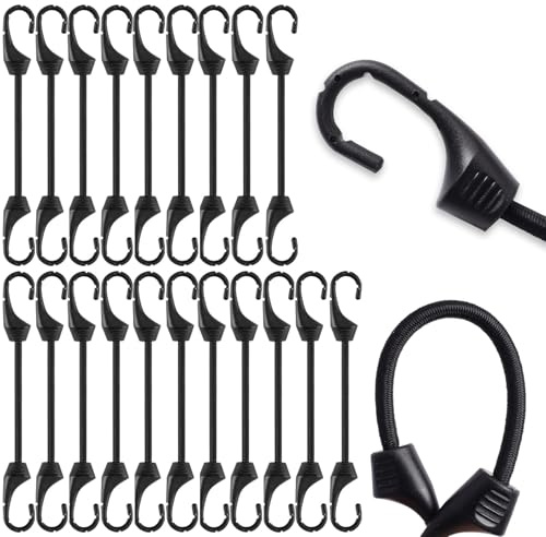 20 Stück Spanngummi mit Haken 10 cm Expander mit Haken Schwarz Gummispanner mit Haken Kurz für Camping Planen Zelt Net Sicherung von Gepäck