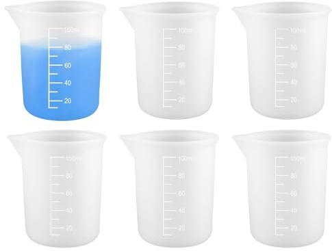 6 Pcs Gobelet Verres Doseur Silicone, 100 ML Mesurer Gradué pour Résine