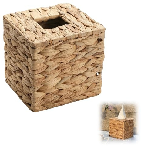 Caja de pañuelos de jacinto de agua, dispensador de pañuelos tejidos, caja de pañuelos cuadrada, caja de pañuelos cosméticos, caja de pañuelos, soporte para caja de pañuelos, para baño, salón, cocina