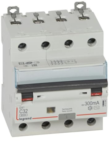 411208 Legrand Disjoncteur différentiel tétrapolaire 32A 300mA type AC - DX³6000 10kA 4P