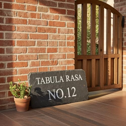 Large Personalised Slate House Sign 40cm x 20cm – Engraved Natural Slate | Door number plaque for outdoor walls, gates and entrances. British made house name sign.