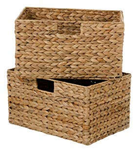VIVANNO 2er Set Regalkorb Schrankkorb aus Wasserhyazinthe für Billy Regal Basko, 36 cm, Natur