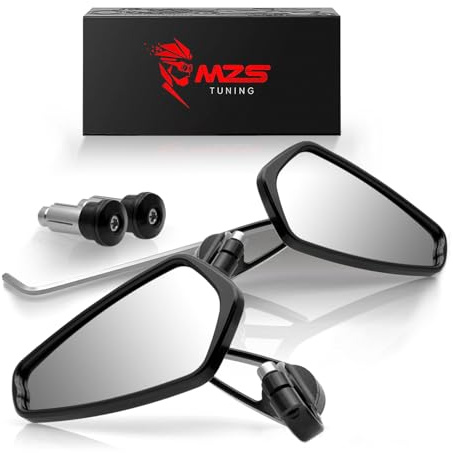 MZS Motorcycle Bar End Mirrors Rear View Side Mirror Black 7/8 Compatible with GROM MSX125 CB500F Z125 Z750 Z900 MT-03 MT-07 FZ-07 MT-09 FZ-09 MT-10 FZ-10 FZ6 FZ8 FZ6R SV650 SV1000 GSXR 600 750 1000