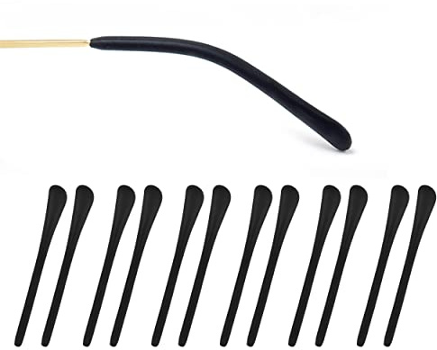 SCSpecial Eyeglass End Tips 6 Pairs Silicone Ear Sock Pieces Tubes Anti-slip Replacement Glasses Ear Cushion for Thin Metal Eyeglass Legs (Black)