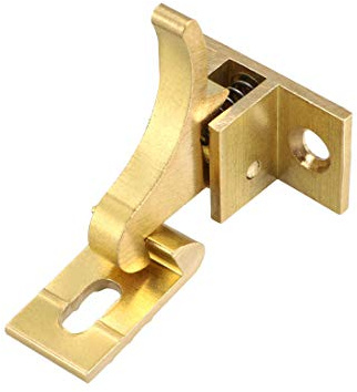 sourcing map Klapptürverschluss 28x15mm Torverschluss Gold | Messing Riegelverschluss Haspe Schiebeschloss für Schrankfenster